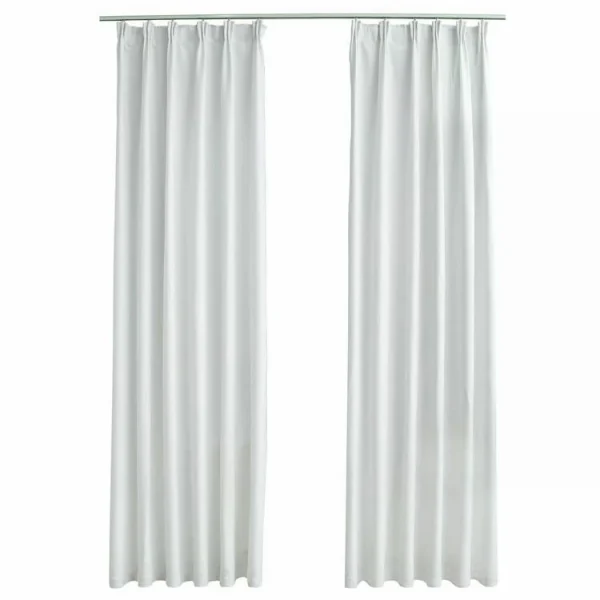 VIDAXL Rideaux Occultants Avec Crochets 2 Pcs Blanc Casse 140×175 Cm Authentic Original licence 3