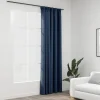 VIDAXL Rideau Occultant D’aspect De Lin Avec Crochets Bleu 290×245 Cm Boutique 19