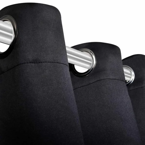 VIDAXL Rideaux Occultants Avec Anneaux En Metal 2 Pcs Noir 140×175 Cm REMISE allant jusqu. 1