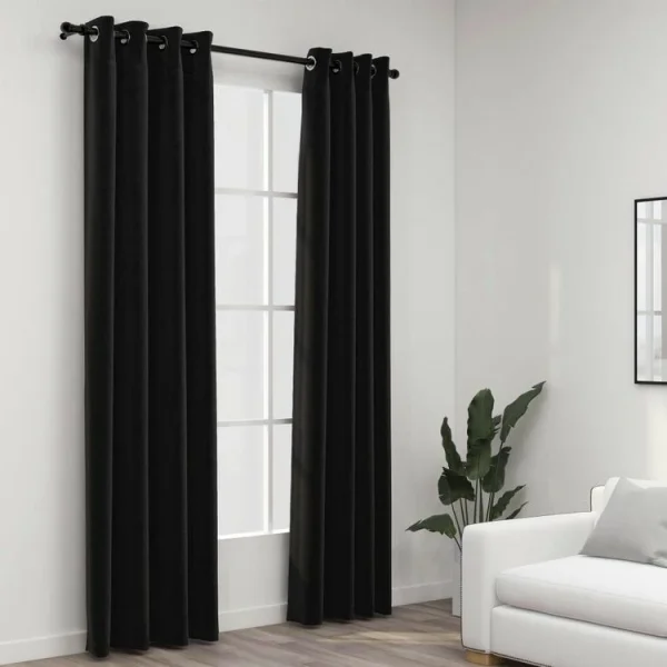 VIDAXL Rideaux Occultants Aspect De Lin 2 Pcs Anthracite 140×245 Cm Promotio de vente 1