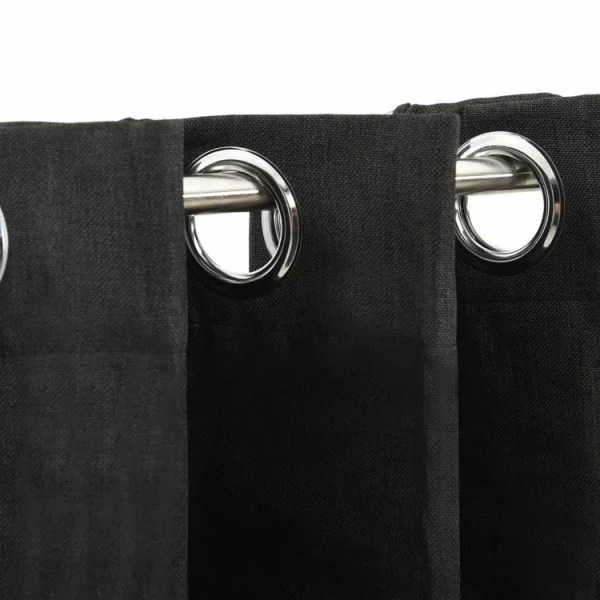 VIDAXL Rideaux Occultants Aspect De Lin 2 Pcs Anthracite 140×245 Cm Promotio de vente 4