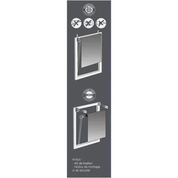 Paris Prix Store Enrouleur Tamisant Ozone 90x180cm Taupe en ligne 4