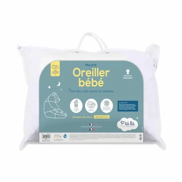 soldes de Noël P’TIT LIT Oreiller Moelleux Bébé Anti-acariens 40×60 Cm 4