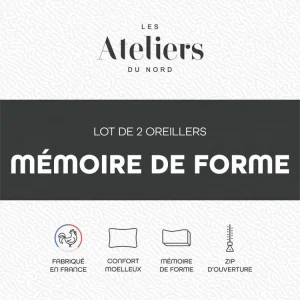 en promotion ATELIERS DU NORD Lot De 2 Oreillers Mémoire De Forme – 12