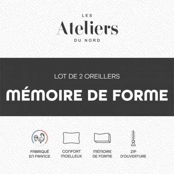 en promotion ATELIERS DU NORD Lot De 2 Oreillers Mémoire De Forme – 5