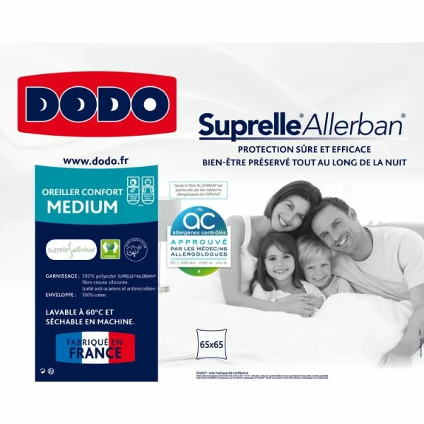 DODO Oreiller Medium Anti-acarien SUPRELLE en solde 3