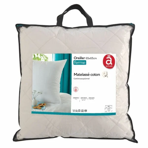 ACTUEL Oreiller Soutien Ferme Matelassé En Coton 57 Fils Pas Cher Magasin Soldes 1
