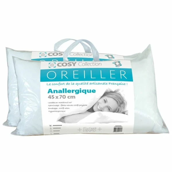 Le Linge De Jules Lot De 2 Oreillers 45×70 – Anallergique pas cher 1