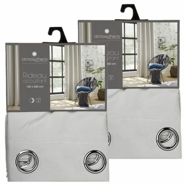 TOILINUX Lot De 2 Rideaux Occultants Louisa – 140 X 260 Cm – Ivoire grande qualité 1