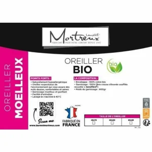 Réductions Mortreux Oreiller Blanc Coton Bio Moelleux 6