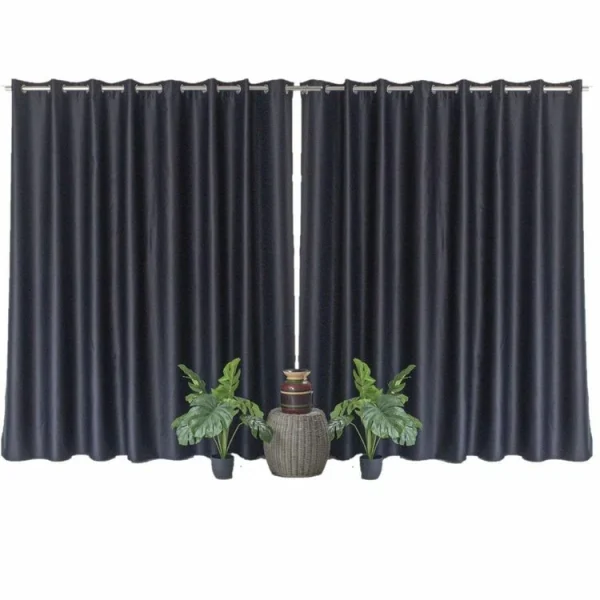 achat TOILINUX Lot De 2 Grands Rideaux Unis Occultants Avec œillets – 300 X 240 Cm – Noir 1