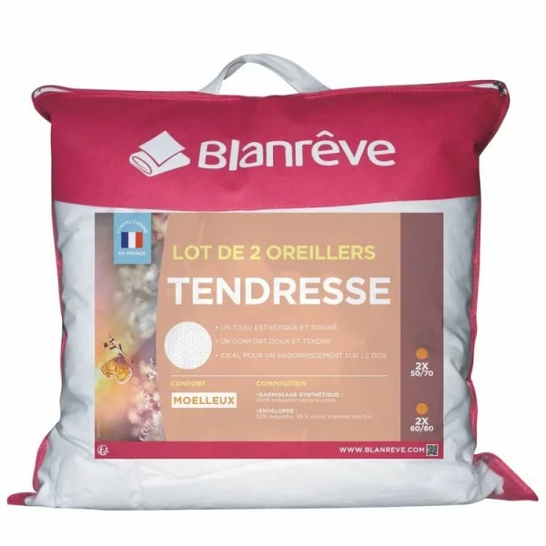 Couleurs variées BLANREVE Lot De 2 Oreillers Confort Moelleux En Polycoton TENDRESSE 1