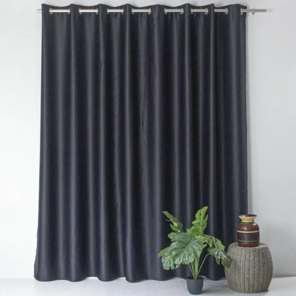achat TOILINUX Lot De 2 Grands Rideaux Unis Occultants Avec œillets – 300 X 240 Cm – Noir 3
