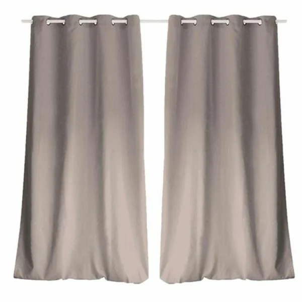 TOILINUX Lot De 2 Rideaux Unis Effet Bachette 8 œillets – 135 X 240 Cm – Taupe a Prix Discount 1