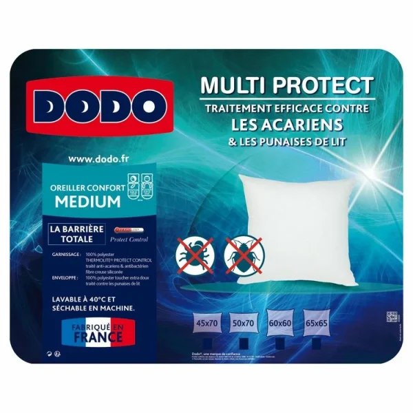 Distributeur Officiel DODO Oreiller Médium Anti-acariens DODO MULTI PROTECT 3