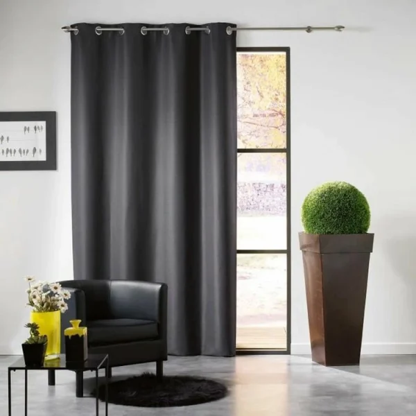 Paris VIDAXL Rideaux Occultants Avec Anneaux Metal 2pcs Anthracite 140x245cm 1