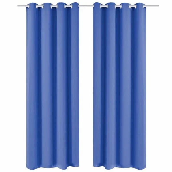 VIDAXL Rideau Occultant Avec œillets Metalliques 270 X 245 Cm Bleu en ligne 3