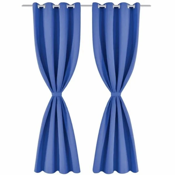 VIDAXL Rideau Occultant Avec œillets Metalliques 270 X 245 Cm Bleu en ligne 4