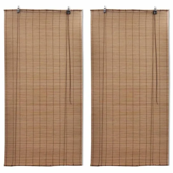 VIDAXL Stores Roulants En Bambou 2 Pcs Marron 120×220 Cm à prix d'occasion 1