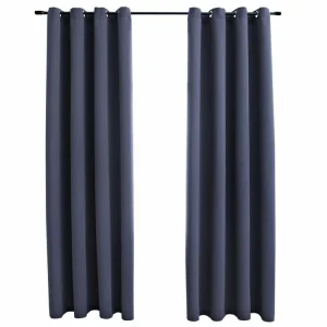 VIDAXL Rideaux Occultants Avec Anneaux Metal 2pcs Anthracite 140x225cm l'unique style 8