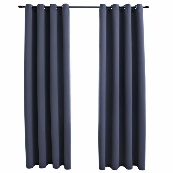 VIDAXL Rideaux Occultants Avec Anneaux Metal 2pcs Anthracite 140x225cm l'unique style 3
