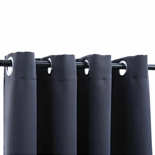 VIDAXL Rideaux Occultants Avec Anneaux Metal 2pcs Anthracite 140x225cm l'unique style 4